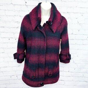 BB DAKOTA RED & BLACK PLAID COAT - SMALL
